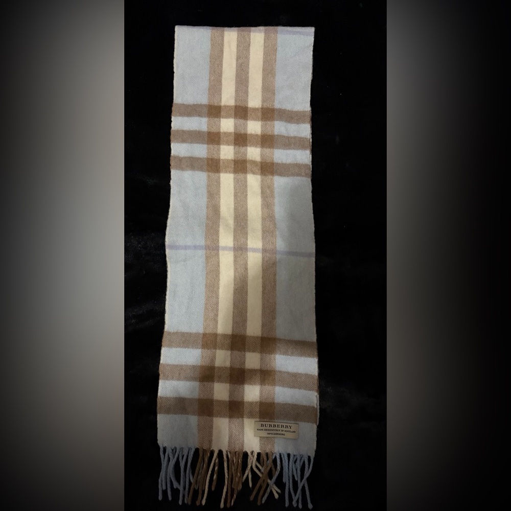 Burberry Brown and Cream Cashmere Scarf kids .